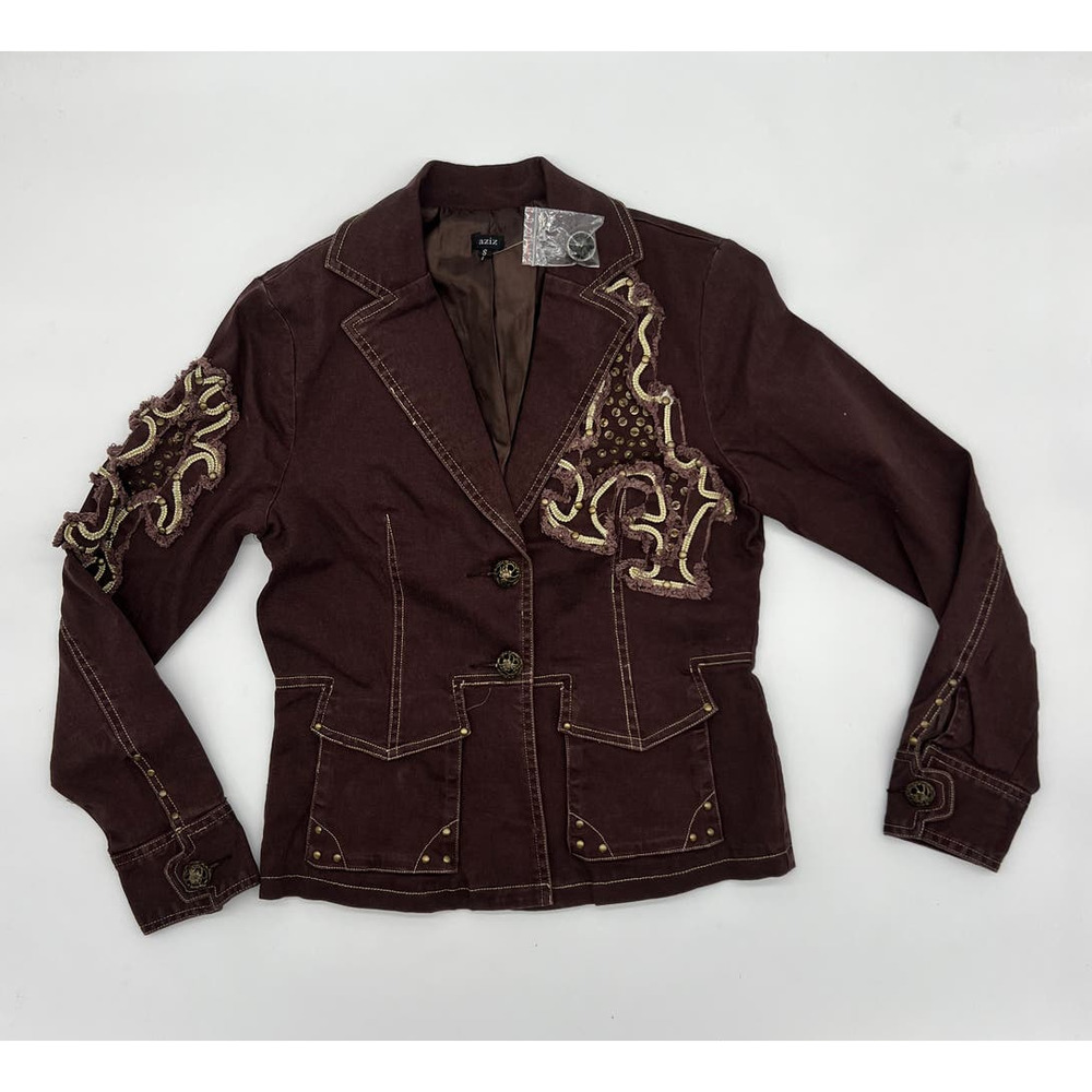 NWT Aziz Burgundy Blazer Jacket Size S
